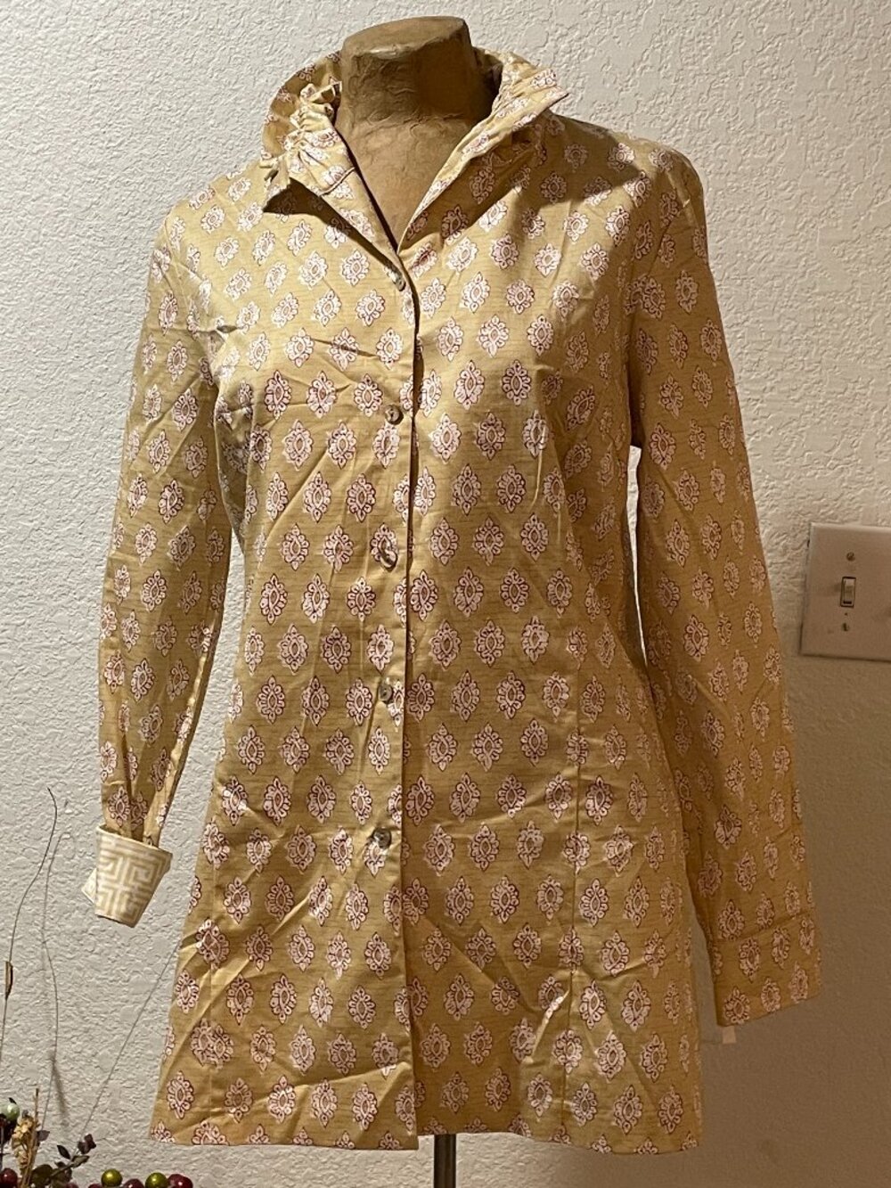 NWT $249 Sand Elizabeth L/S Blouse PATTY KIM XS